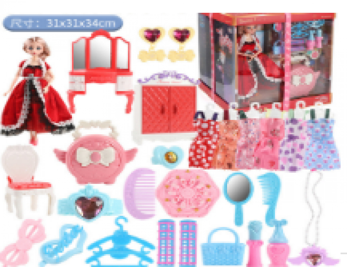 Hộp set đồ chơi búp bê đầm Đỏ dễ thương 129