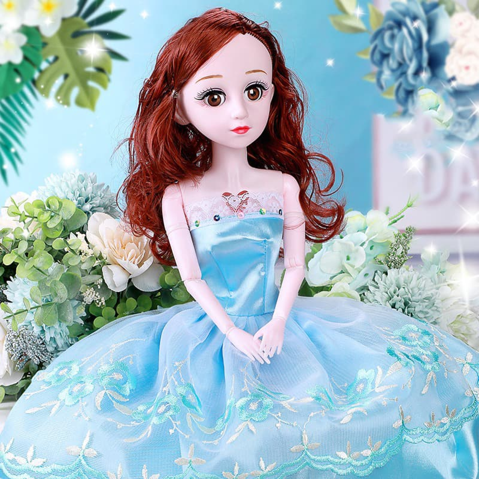 Búp bê barbie 60 cm công chúa đầm xanh Zoe 092