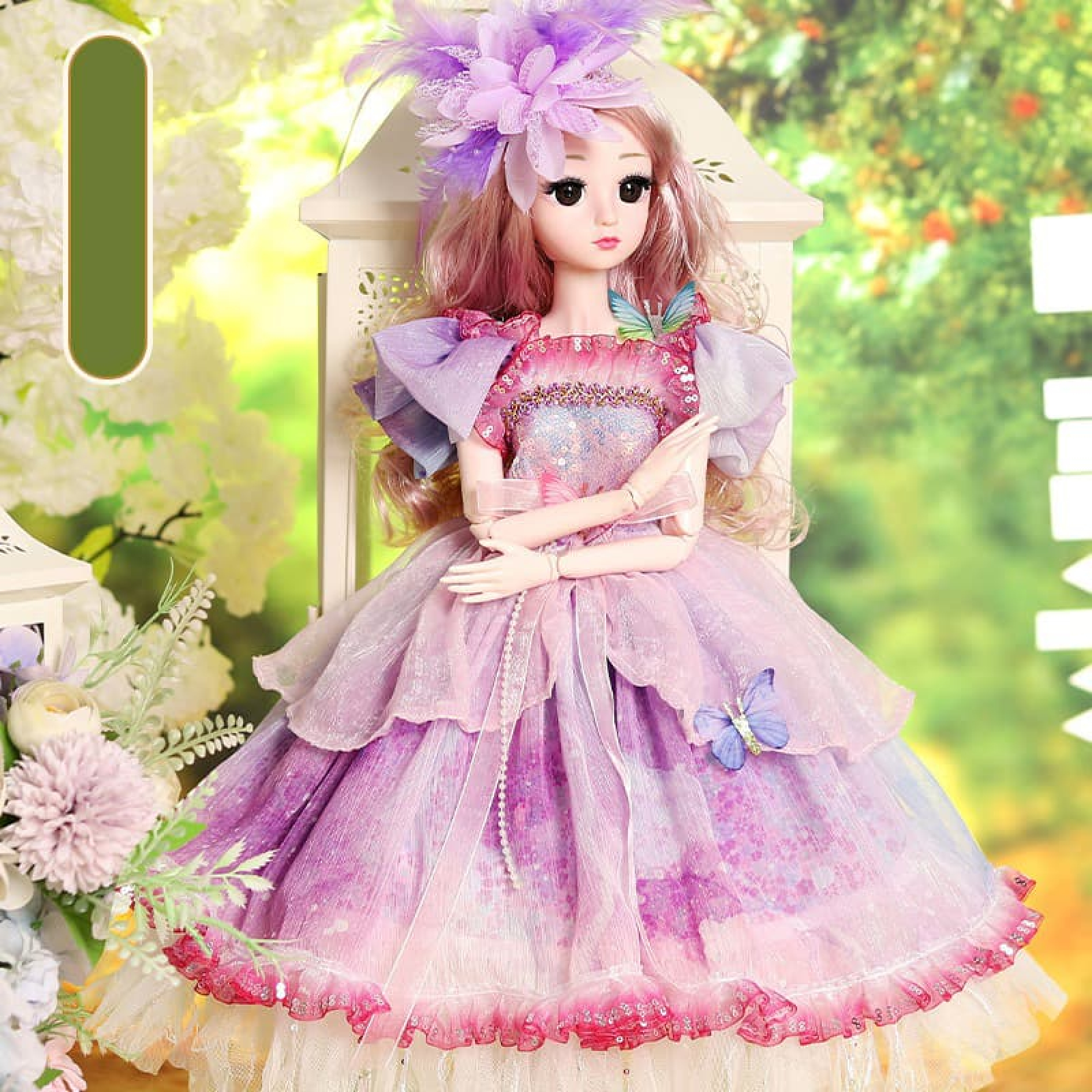 Búp bê barbie có nhạc thông minh váy tím 115