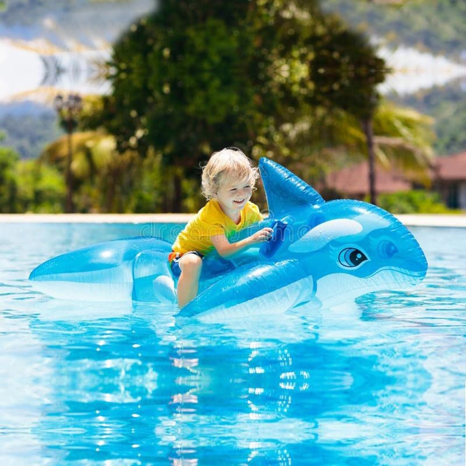 Phao bơi trẻ em Cá voi xanh dương trong suốt 083