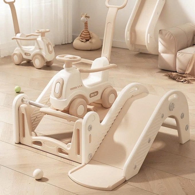 Nhún ngựa bập bênh cho trẻ em kết hợp cầu trượt ba trong một 068