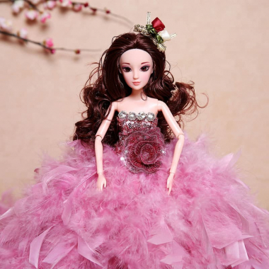 Búp bê Barbie cho bé gái đầm lông vũ lộng lẫy 014