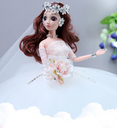 Búp bê Barbie trẻ em đầm trắng cô dâu đẹp 015