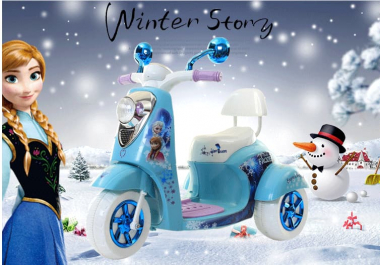 Xe máy điện cho bé gái Công chúa băng giá Elsa 031